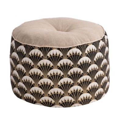 Pouf rond Lina Deco&Co noir et or Ø40 x H.30cm