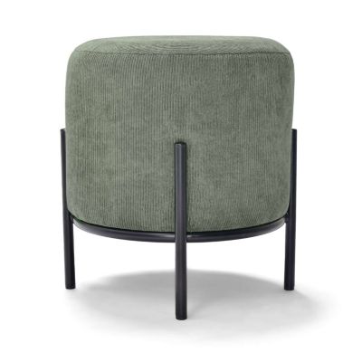 Pouf rond velours Bonn sauge 33 cm Frankystar base métal noir