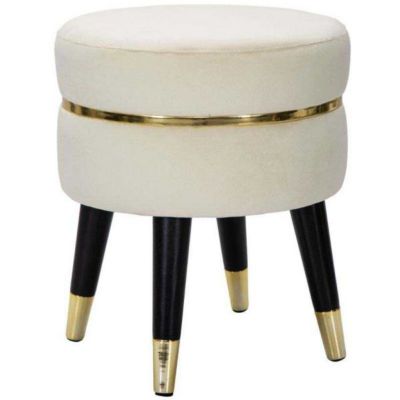 Pouf sur pieds en tissu Paris 35x40.5 cm