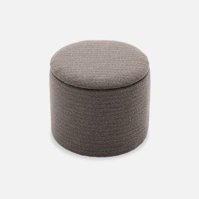 Pouf taupe en tissu avec rangement pour coussins ou plaids