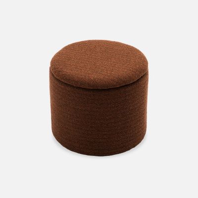 Pouf terracotta en tissu avec rangement pour coussins ou plaids