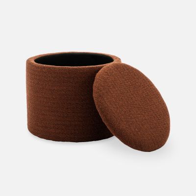 Pouf terracotta en tissu avec rangement pour coussins ou plaids