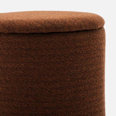 Pouf terracotta en tissu avec rangement pour coussins ou plaids
