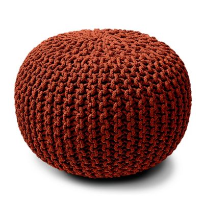 Pouf tressé terracotta L.45 x H.30 cm