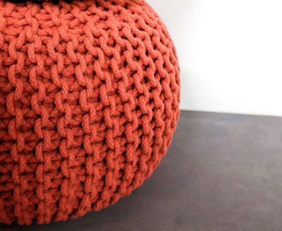 Pouf tressé terracotta L.45 x H.30 cm