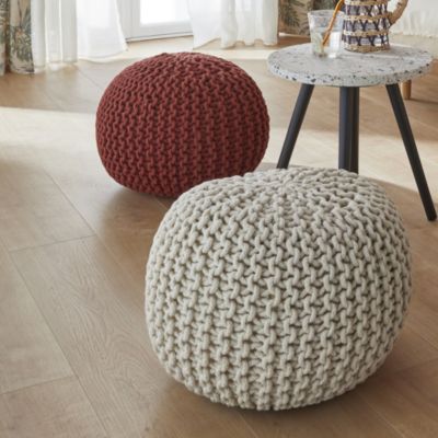 Pouf tressé terracotta L.45 x H.30 cm