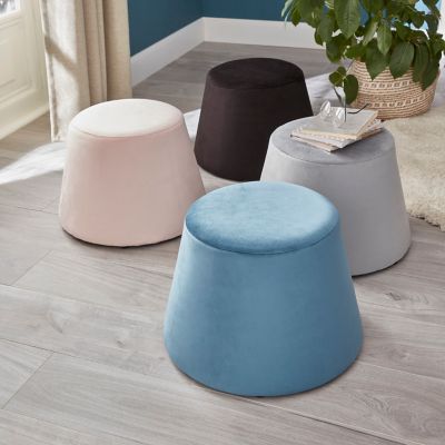 Pouf velours bleu nuit