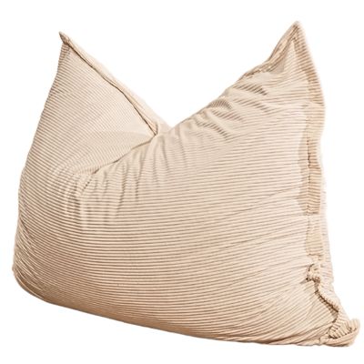 Pouf velours côtelé déhoussable BANANAIR 180 x 140 cm blanc cassé