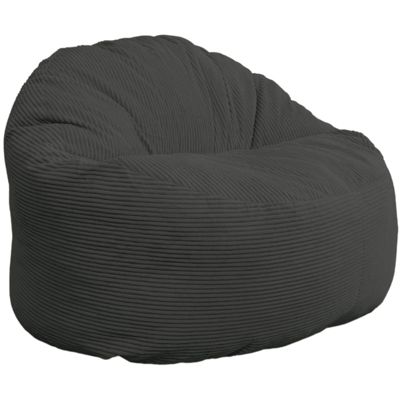 Pouf velours côtelé épais BANANAIR 100cm gris foncé