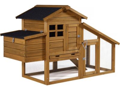 Poulailler avec pondoir en bois "Clochette"  Marron