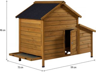 Poulailler avec pondoir en bois "Cocotte"  Marron