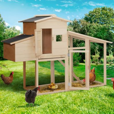 Poulailler clapier en bois confort avec pondoir enclos et tiroir à déjections 4 poules