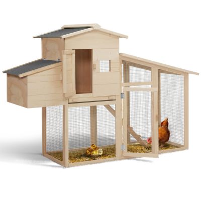 Poulailler clapier en bois confort avec pondoir enclos et tiroir à déjections 4 poules