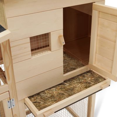 Poulailler clapier en bois confort avec pondoir enclos et tiroir à déjections 4 poules
