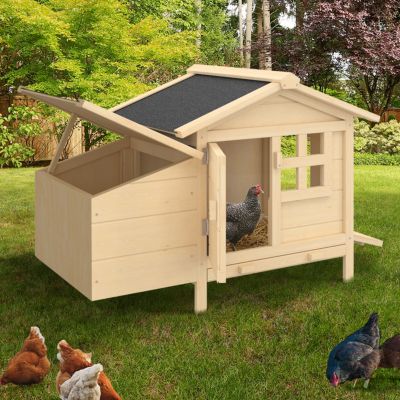 Poulailler clapier en bois sur pilotis avec pondoir et tiroir à déjections 2 poules