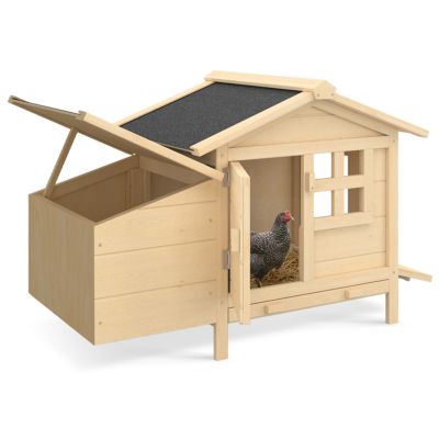 Poulailler clapier en bois sur pilotis avec pondoir et tiroir à déjections 2 poules