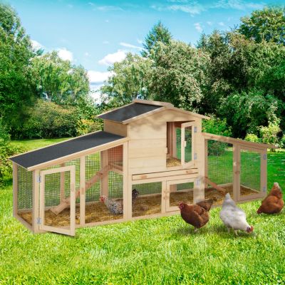 Poulailler clapier en bois XXL avec enclos et tiroir à déjections 2 poules