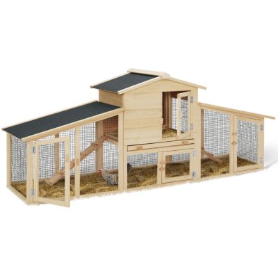 Poulailler clapier en bois XXL avec enclos et tiroir à déjections 2 poules