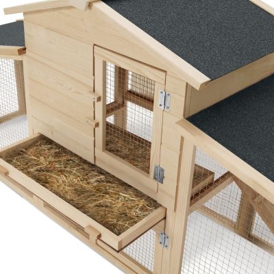 Poulailler clapier en bois XXL avec enclos et tiroir à déjections 2 poules