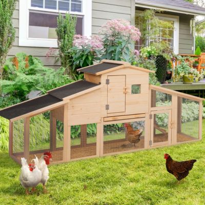 Poulailler clapier en bois XXL avec pondoir enclos et tiroir à déjections 3 poules