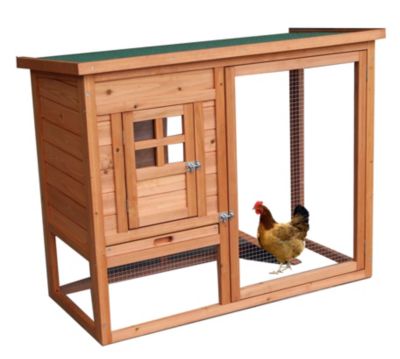 Poulailler en bois 0,5m² teinté avec toit bitumé pour 2 poules Habrita