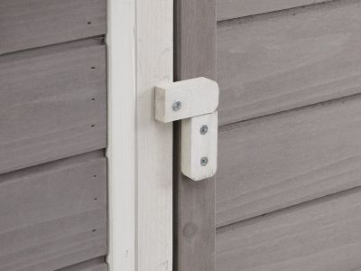 Poulailler en bois avec enclos - 4 poules - L. 173 x P.  64 x H. 108 cm - Blanc et gris - LEVAS