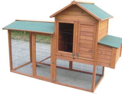 Poulailler en bois bi corps 2,13 m² double toit bitumé Habrita