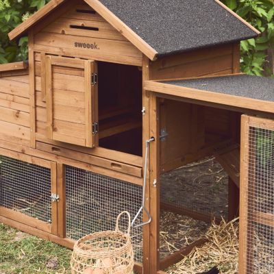 Poulailler en bois GELINE. 4 poules. cage à poule avec enclos