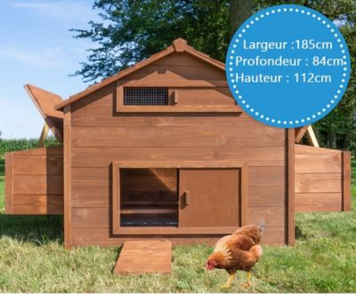 Poulailler en bois  pour jardin extérieure cage canard équipé 2 nichoirs 185 x 84 x 112 cm Modèle 154 Ferme de terrain