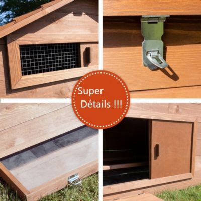 Poulailler en bois  pour jardin extérieure cage canard équipé 2 nichoirs 185 x 84 x 112 cm Modèle 154 Ferme de terrain