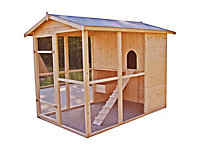 Poulailler XXL en bois 16mm d'épaisseur non-teinté avec toit bitumé 4,69 m² Habrita