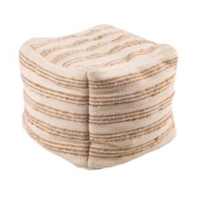 Pour carré Chindi artisanale Deco&Co blanc naturel H.40 x l.40 cm