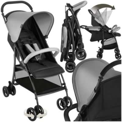 Poussette 3 En 1 Pliable Pour Bébé 0-4 Ans - Dossier Inclinable, Roues EVA, Moustiquaire Incluse - Gris - Jusqu'à 30 Kg