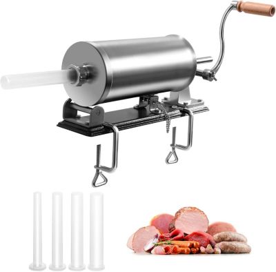 Poussoir a Saucisse Machine a Saucisse Manuelle en Acier Inoxydable et Aluminium avec Tubes de Renplissage Differents Diametres