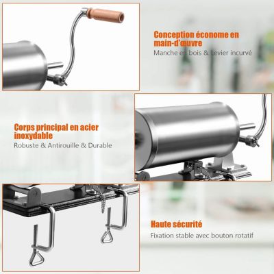 Poussoir a Saucisse Machine a Saucisse Manuelle en Acier Inoxydable et Aluminium avec Tubes de Renplissage Differents Diametres