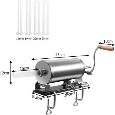 Poussoir a Saucisse Machine a Saucisse Manuelle en Acier Inoxydable et Aluminium avec Tubes de Renplissage Differents Diametres
