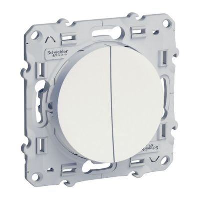 Poussoir double Schneider electric Odace Blanc
