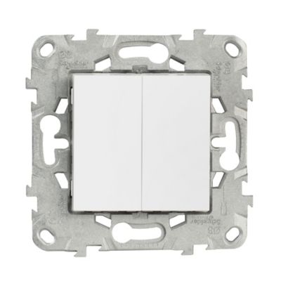Poussoir double Schneider Electric Unica Déco blanc