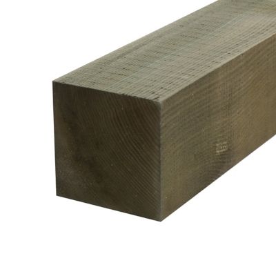 Poutre en sapin ou épicéa vert traité autoclave classe 3, L.240 cm - 140 x 140 mm