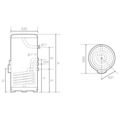 Préparateur d'eau chaude à serpentin optimisé ACI - Capacité : 200L - Stable - diam : 635 mm - Haut. 1245 mm