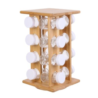 Présentoir à épices 16 pots en bambou Beige, L. 17 x l. 17 x H. 31 cm, COOK