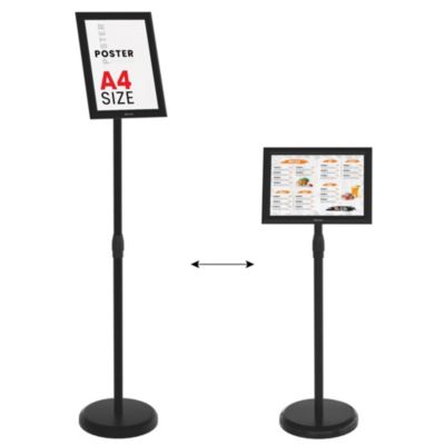 Présentoir Porte-Affiche sur Pied Cadre en Aluminium Noir - Format A4