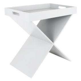 PRAK - Table d'Appoint Blanche Plateau Amovible