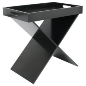 PRAK - Table d'Appoint Noire Plateau Amovible