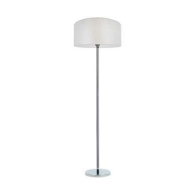 Prata Lampadaire 1xE27 Max.60W Métal Chromé/Câble PVC Transparent/Abat-jour en Tissu Argenté