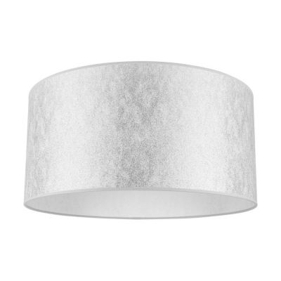 Prata Lampadaire 1xE27 Max.60W Métal Chromé/Câble PVC Transparent/Abat-jour en Tissu Argenté