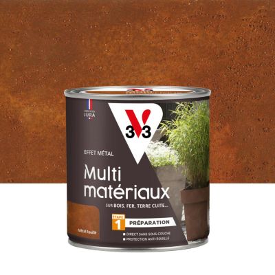 Préparation peinture multi-matériaux effet métal rouillé V33 0.5 L