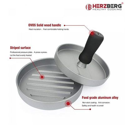 Presse à burger avec poignée en bois Herzberg HG8104