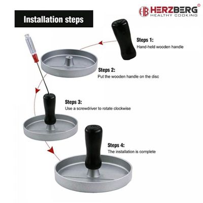 Presse à burger avec poignée en bois Herzberg HG8104