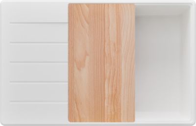 PRIMAGRAN Evier Cuisine en Granit Blanc 78x50cm, Lavabo 1 bac + Kit de Vidage + Accessoires, Évier à Encastrer au meuble 60cm